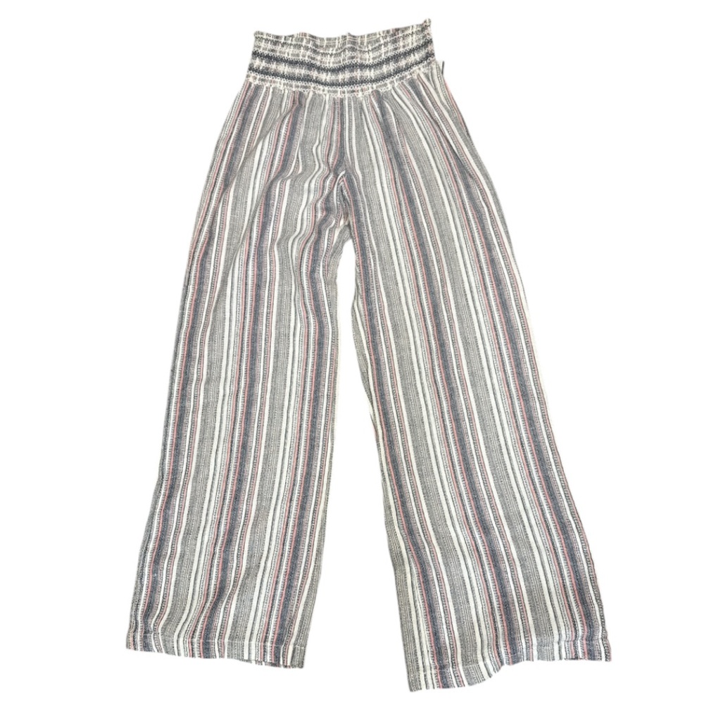 Rewash Textured Striped Linen Knit Wide Leg Elastic Waist Pants Women’s Size L